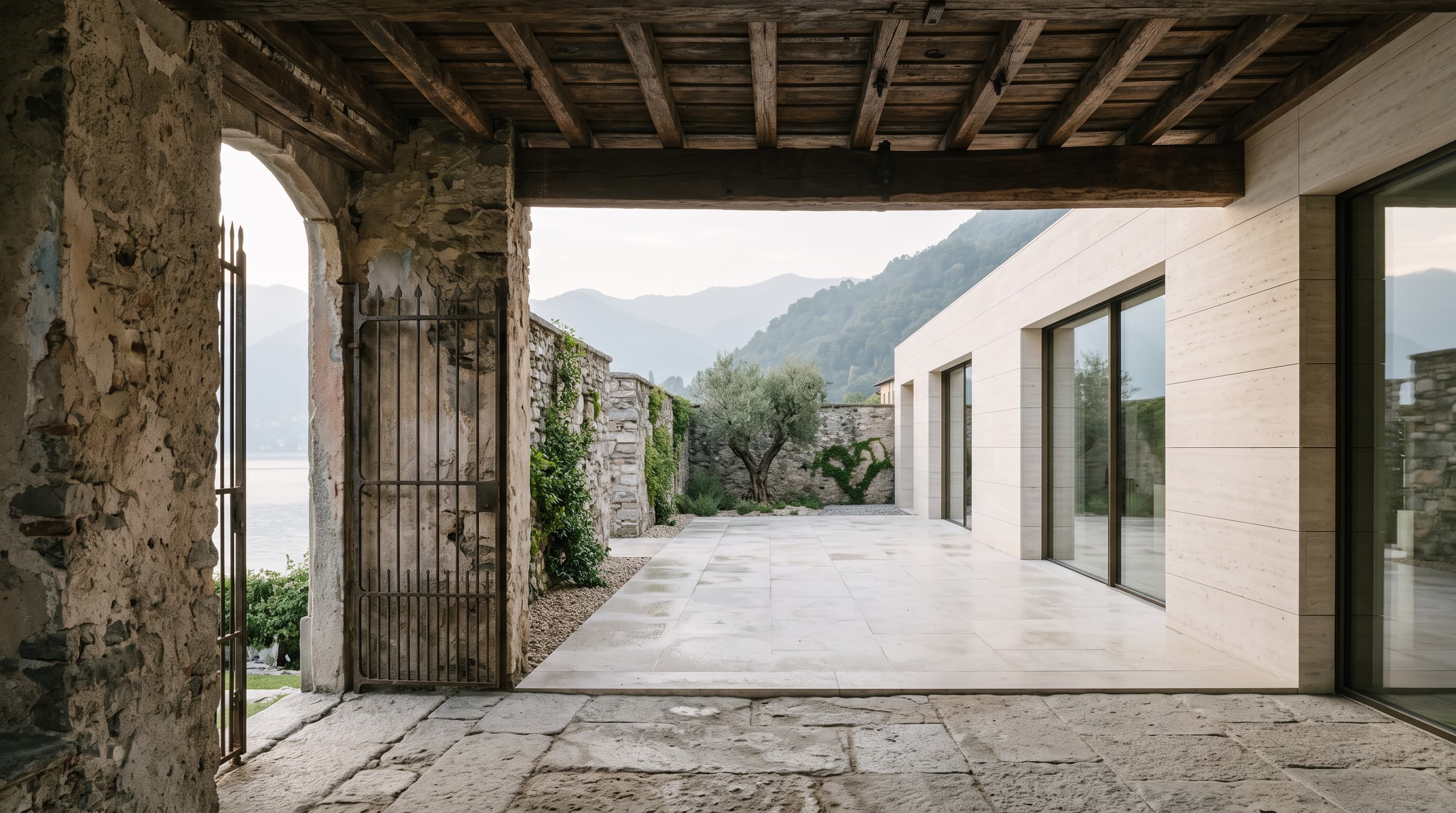 Retained gatehouse — repaired timber ceilings